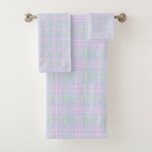  Blue Aqua Praire Plaid Badhandtuch Set (Insitu)