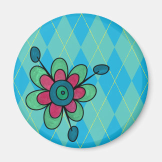 Blue & Aqua Raute & Blume Magnet