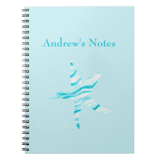 Blue-Aqua-Seesterne-Silhouette Notizblock (Vorderseite)