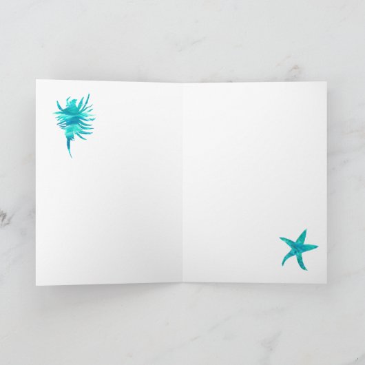 Blue-Aqua-Silhouette Conch Muschel Card Karte (Innenseite)