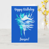 Blue-Aqua-Silhouette Conch Muscheln Card Karte (Gelbe Blume)