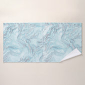 Blue Aqua Silver Marble Badehandtuch (Badehandtuch)