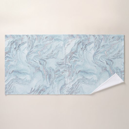 Blue Aqua Silver Marble Badehandtuch (Badehandtuch)
