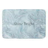 Blue Aqua Silver Marble Badematte (Vorderseite)