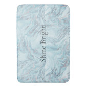 Blue Aqua Silver Marble Badematte (Vorderseite Vertikal)