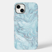 Blue Aqua Silver Marble Case-Mate iPhone Hülle (Rückseite)