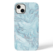 Blue Aqua Silver Marble
