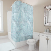 Blue Aqua Silver Marble Duschvorhang (Beispiel)