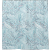 Blue Aqua Silver Marble Duschvorhang (Vorderseite)