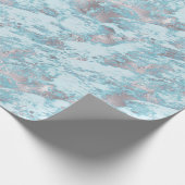 Blue Aqua Silver Marble Geschenkpapier (Ecke)