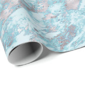 Blue Aqua Silver Marble Geschenkpapier (Rolleneckpunkt)