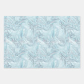 Blue Aqua Silver Marble Geschenkpapier Set (Vorderseite 3)