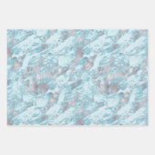 Blue Aqua Silver Marble Geschenkpapier Set (Vorderseite)