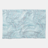 Blue Aqua Silver Marble Geschirrtuch (Horizontal)