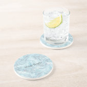 Blue Aqua Silver Marble Getränkeuntersetzer (Seite)
