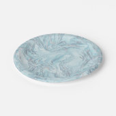 Blue Aqua Silver Marble Pappteller (Schrägansicht)
