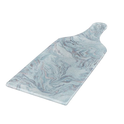 Blue Aqua Silver Marble Schneidebrett (Ecke)