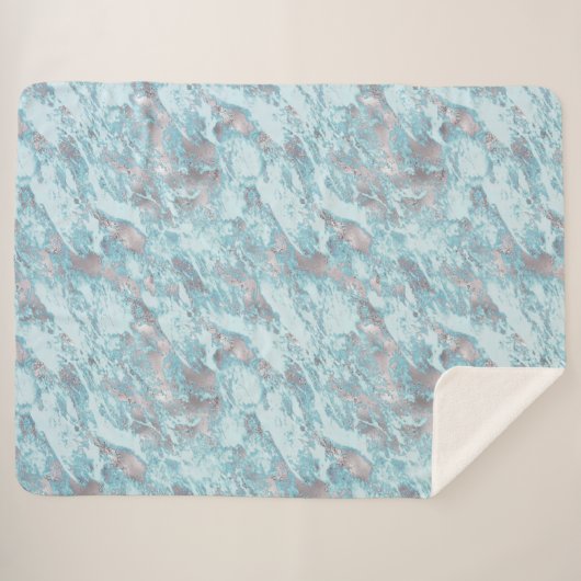 Blue Aqua Silver Marble Sherpadecke (Vorderseite (Horizontal))