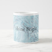 Blue Aqua Silver Marble Wirbel Jumbo-Tasse (Vorderseite)