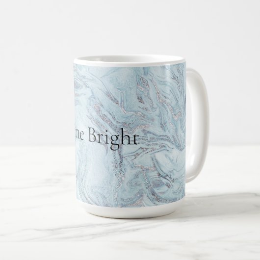 Blue Aqua Silver Marble Wirbel Kaffeetasse (VorderseiteRechts)