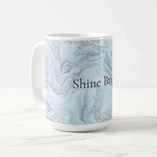 Blue Aqua Silver Marble Wirbel Kaffeetasse (Vorderseite Links)