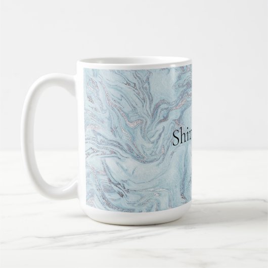 Blue Aqua Silver Marble Wirbel Kaffeetasse (Links)