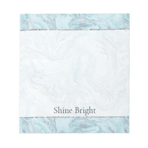 Blue Aqua Silver Marble Wirbel Notizblock