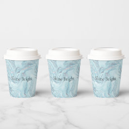 Blue Aqua Silver Marble Wirbel Pappbecher