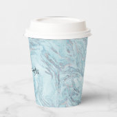 Blue Aqua Silver Marble Wirbel Pappbecher (Links)