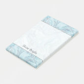 Blue Aqua Silver Marble Wirbel Post-it Klebezettel (angewinkelt)