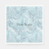 Blue Aqua Silver Marble Wirbel Serviette (Vorderseite)