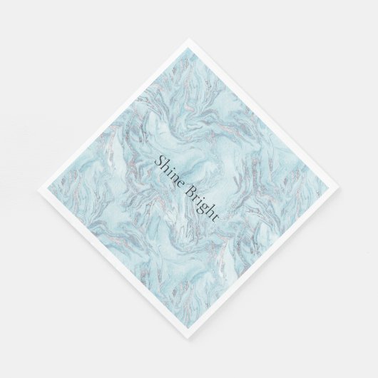 Blue Aqua Silver Marble Wirbel Serviette (Ecke)