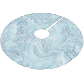 Blue Aqua Silver Marble Wirbel Weihnachten Polyester Weihnachtsbaumdecke (Schrägansicht)