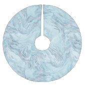 Blue Aqua Silver Marble Wirbel Weihnachten Polyester Weihnachtsbaumdecke (Vorderseite)