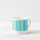Blue & aqua Strand gestreift Kaffee Espresso Tasse (Vorderseite Rechts)