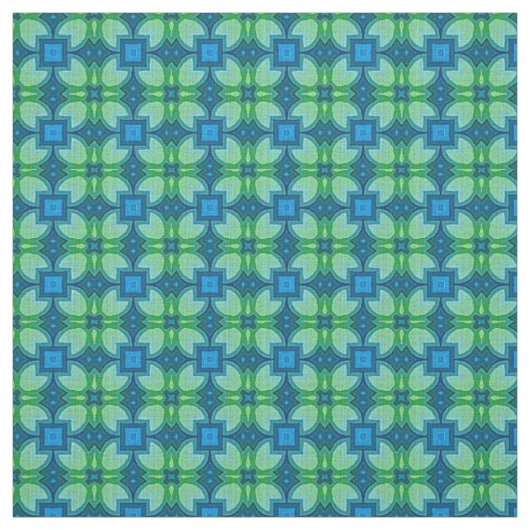 Blue Aqua Türkise Lime Green Bali Batik Muster Stoff (Muster)