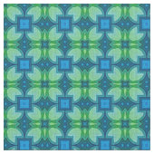 Blue Aqua Türkise Lime Green Bali Batik Muster Stoff (Nahaufnahme)
