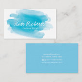Blue Aqua Watercolor Visitenkarte | kreativ (Vorne/Hinten)