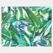 Blue Aqua Wavy Metallic Look Fleecedecke (Vorderseite (Horizontal))