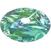 Blue Aqua Wavy Metallic Look Polyester Weihnachtsbaumdecke (Schrägansicht)