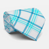 Blue Aqua & White Animal Print Mens Krawatte (Gerollt)