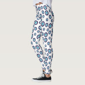Blue Aqua White Nazar Evil Eye Circles Muster Leggings (Links)