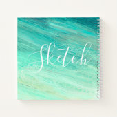 Blue Aquamarin Abstrakt Painting Your Name Sketchb Notizblock (Rückseite)