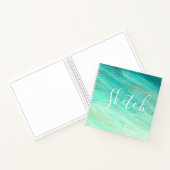 Blue Aquamarin Abstrakt Painting Your Name Sketchb Notizblock (Innenseite)