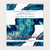 Blue Aquamarin Agate Geode Rose Gold Plasma Fibrob Visitenkarten (Außenseite Aufgefaltet)