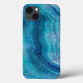 Blue Aquamarin Agate Texture Case-Mate iPhone Hülle (Rückseite)