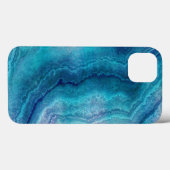 Blue Aquamarin Agate Texture Case-Mate iPhone Hülle (Rückseite (Horizontal))