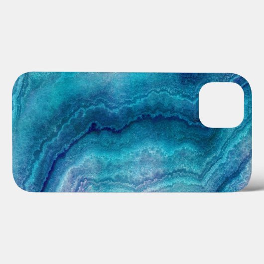 Blue Aquamarin Agate Texture Case-Mate iPhone Hülle (Rückseite (Horizontal))