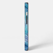 Blue Aquamarin Agate Texture iPhone Hülle (Linke Seite)