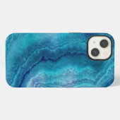 Blue Aquamarin Agate Texture iPhone Hülle (Rückseite (Horizontal))